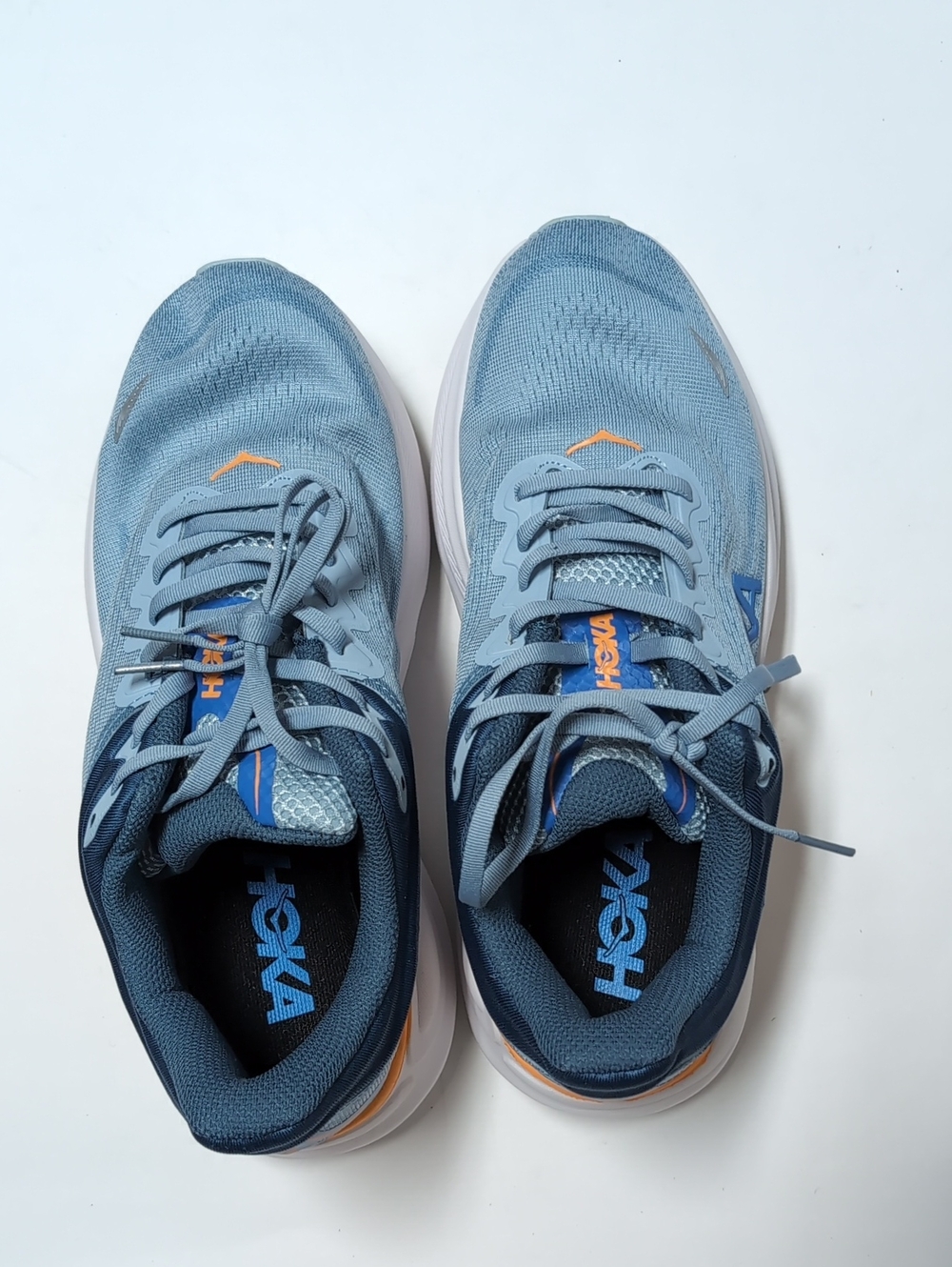 Hoka Bondi 9 Women's Light Blue Athletic Running Shoes with Orange Accents